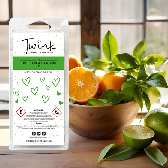 Lime, Basil & Mandarin soy wax melt snap bar by Twink Candle Company