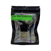 Lime, Basil & Mandarin car air freshener by Twink Candle Company, hanging car vent clip diffuser on a white background