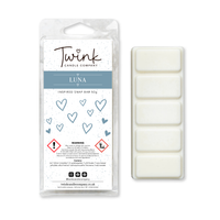 Luna inspired soy wax melt snap bar with its five break-apart wax melts on a white background, by Twink Candle Company