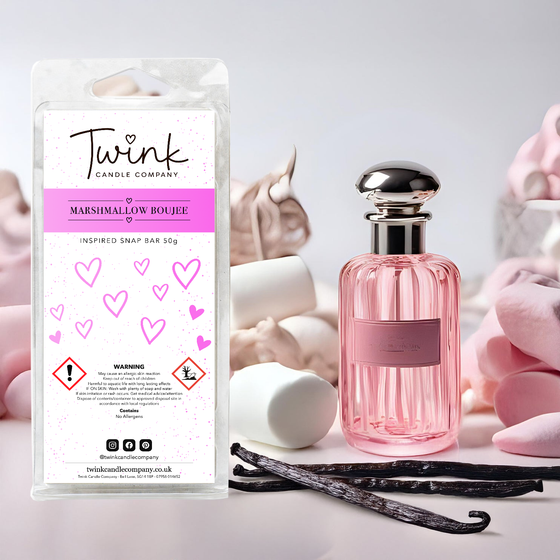 Marshmallow Boujee inspired soy wax melt snap bar by Twink Candle Company