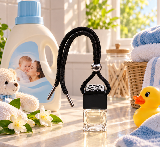 Nenuco car diffuser by Twink Candle Company — a soft, fresh baby-cologne-inspired dupe hanging car air freshener