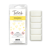 Pineapple inspired soy wax melt snap bar with its five break-apart wax melts on a white background, by Twink Candle Company