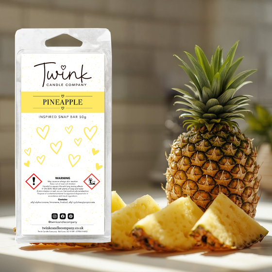 Pineapple inspired soy wax melt snap bar by Twink Candle Company