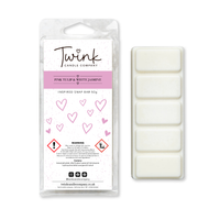 Pink Tulip & White Jasmine inspired soy wax melt snap bar with its five break-apart wax melts on a white background, by Twink Candle Company