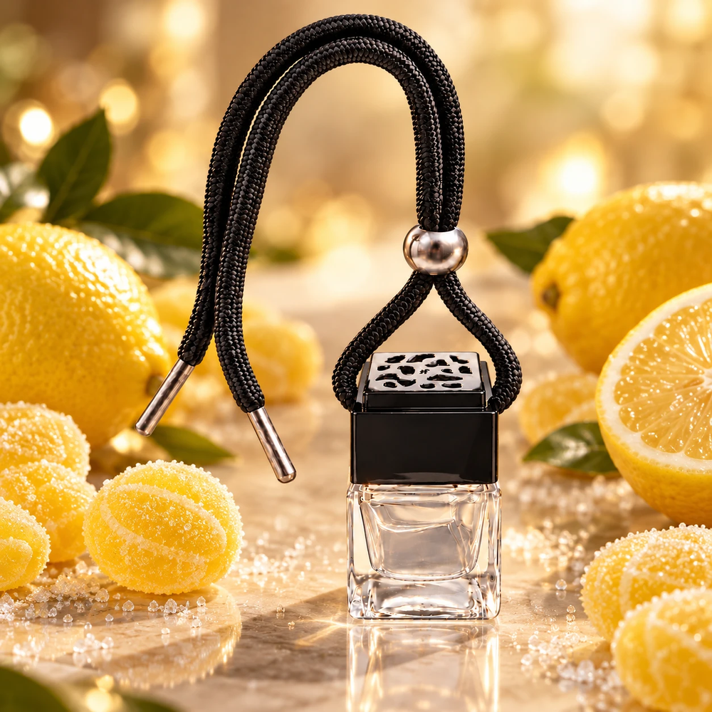 Sherbet Lemons car air freshener by Twink Candle Company, hanging car vent clip diffuser