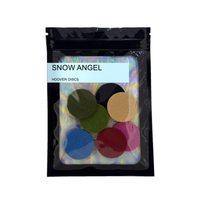 Pack of 8 Snow Angel scented hoover discs in its sealed black foil packet on a plain white background