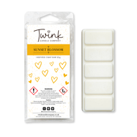 Sunset Blossom inspired soy wax melt snap bar with its five break-apart wax melts on a white background, by Twink Candle Company