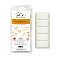 Trick or Treat soy wax melt snap bar with its five break-apart wax melts on a white background, by Twink Candle Company