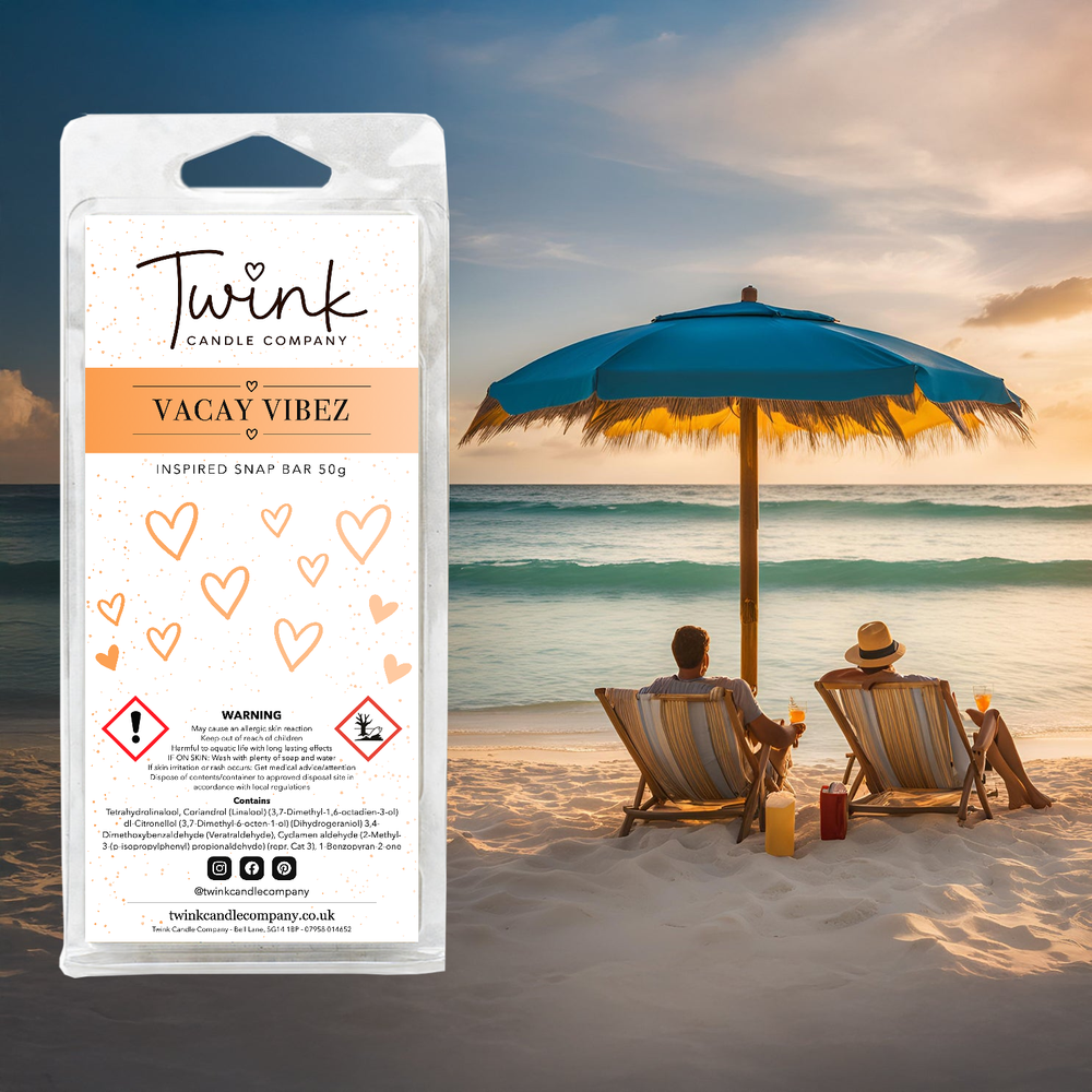 Vacay Vibez inspired soy wax melt snap bar by Twink Candle Company