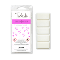 Vanilla Candy Rock Sugar inspired soy wax melt snap bar with its five break-apart wax melts on a white background, by Twink Candle Company
