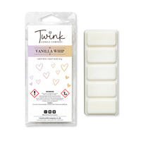 Vanilla Whip inspired soy wax melt snap bar with its five break-apart wax melts on a white background, by Twink Candle Company