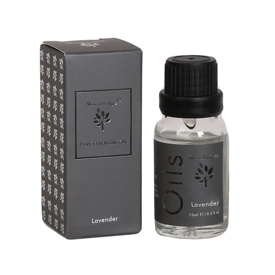 Woodbridge Lavender essential oil 15ml bottle and box on a white background