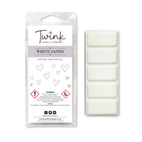 White Sands inspired soy wax melt snap bar with its five break-apart wax melts on a white background, by Twink Candle Company