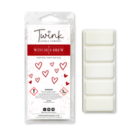 Witches Brew soy wax melt snap bar with its five break-apart wax melts on a white background, by Twink Candle Company